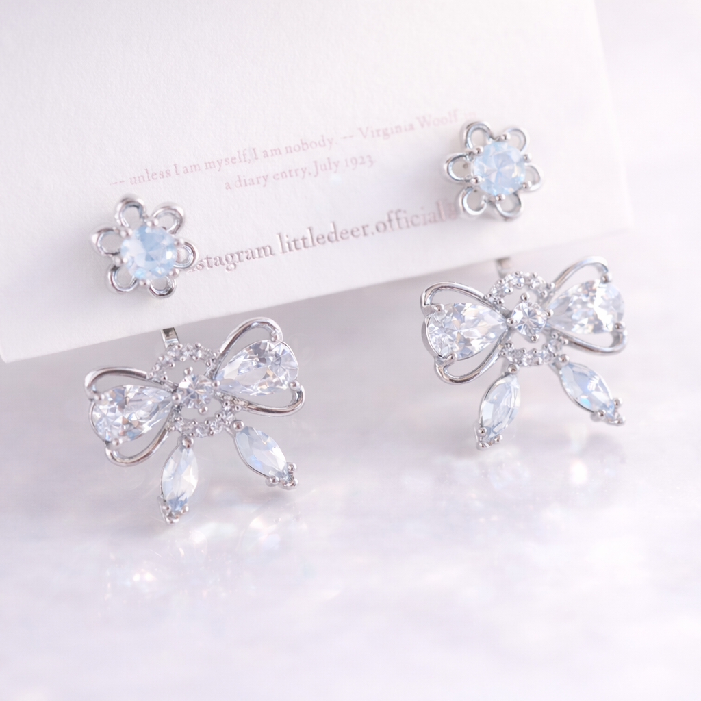 Promise Ribbon Crystal 2wayピアス/イヤリング – little deer