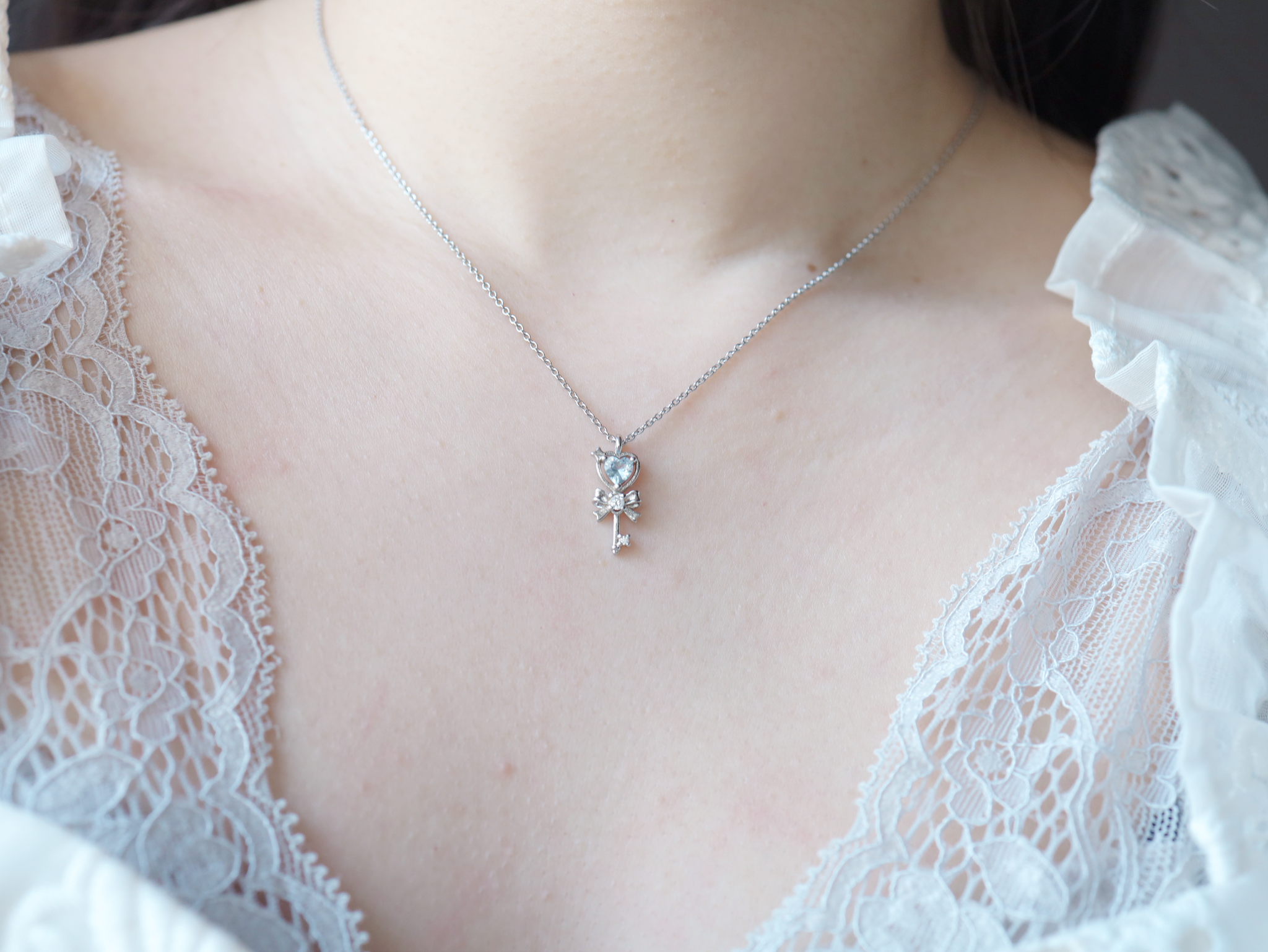 Ribbon Heart Key ネックレス