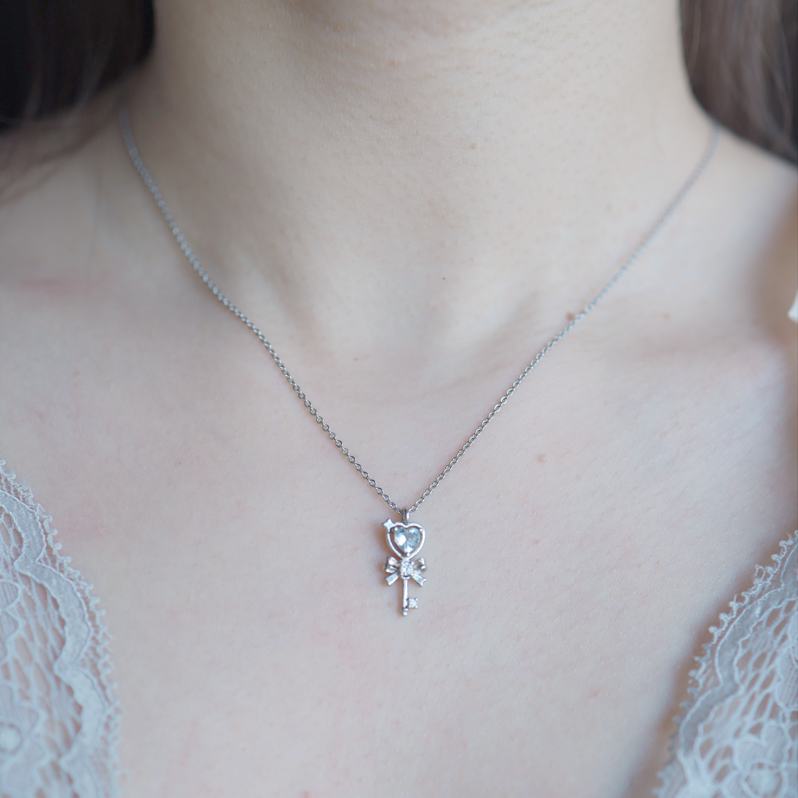 Ribbon Heart Key ネックレス