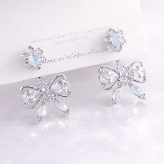 Promise Ribbon Crystal 2wayピアス/イヤリング