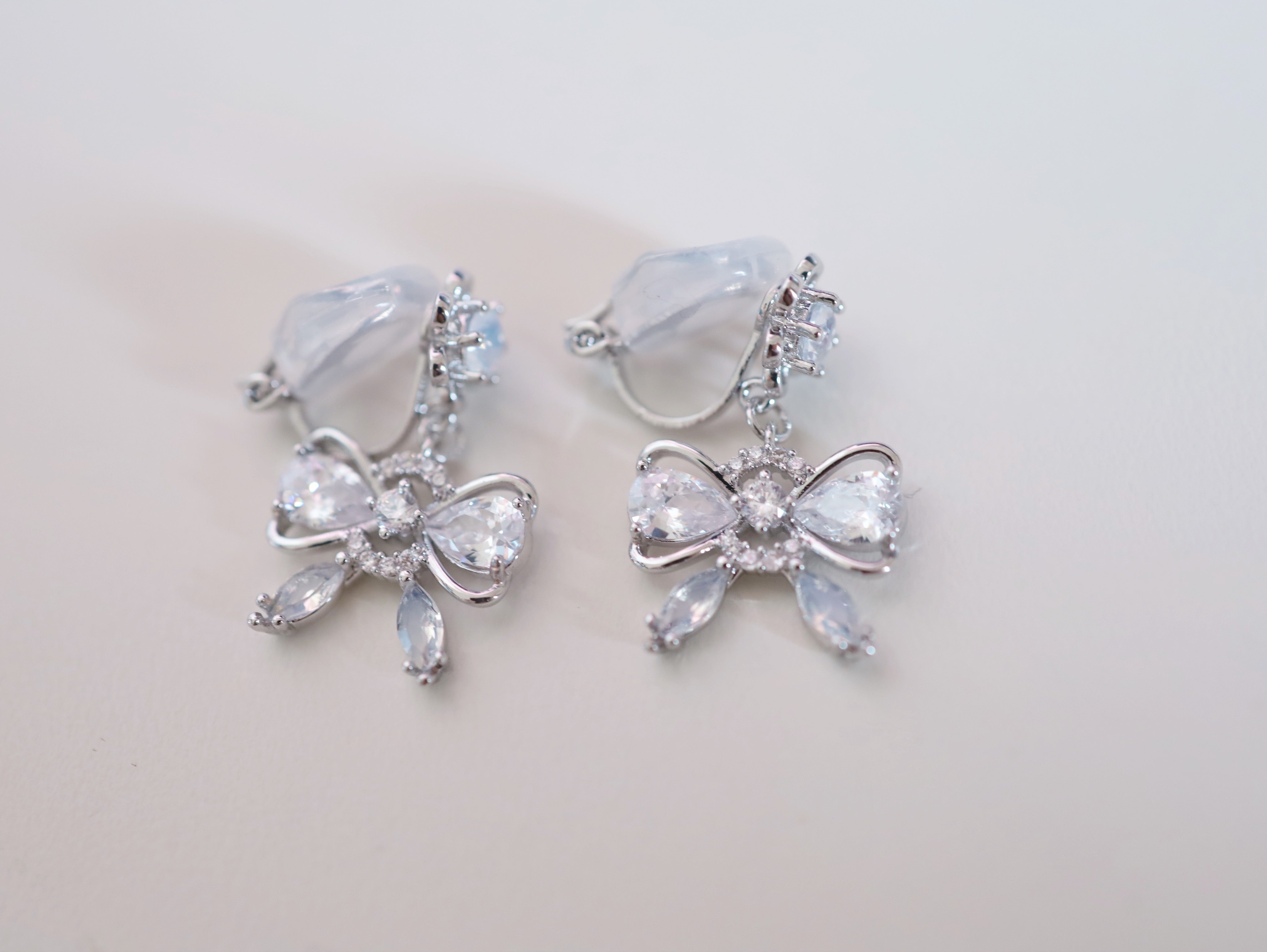 Promise Ribbon Crystal 2wayピアス/イヤリング