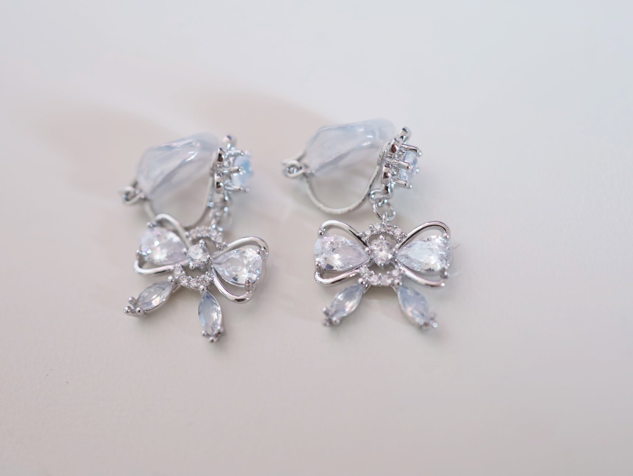 Promise Ribbon Crystal 2wayピアス/イヤリング