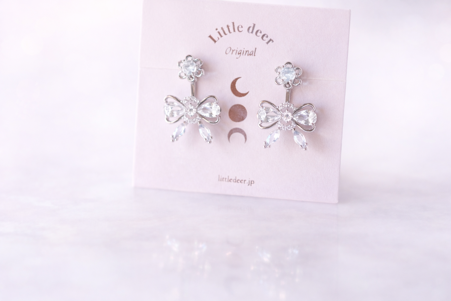 Promise Ribbon Crystal 2wayピアス/イヤリング – little deer