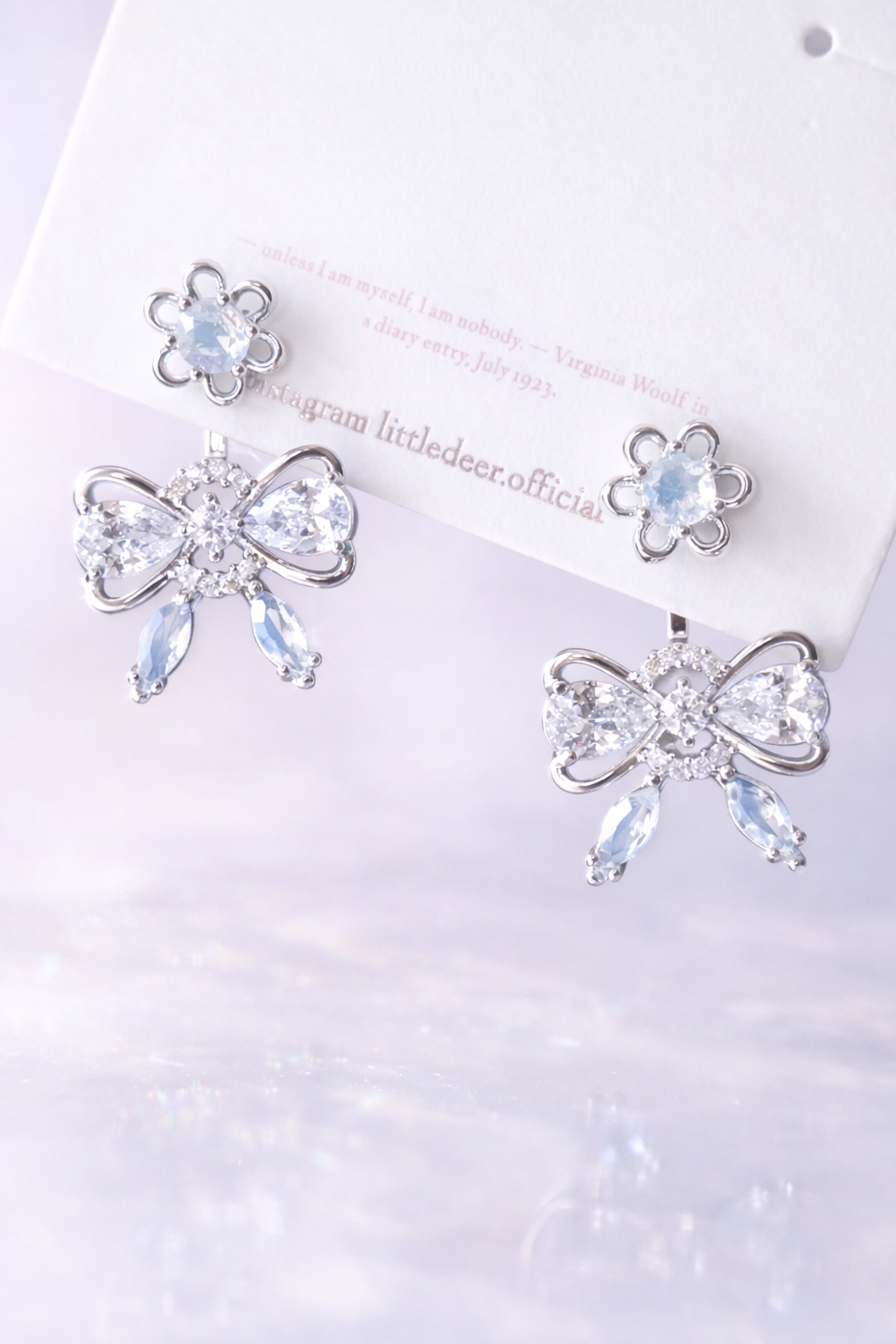 Promise Ribbon Crystal 2wayピアス/イヤリング