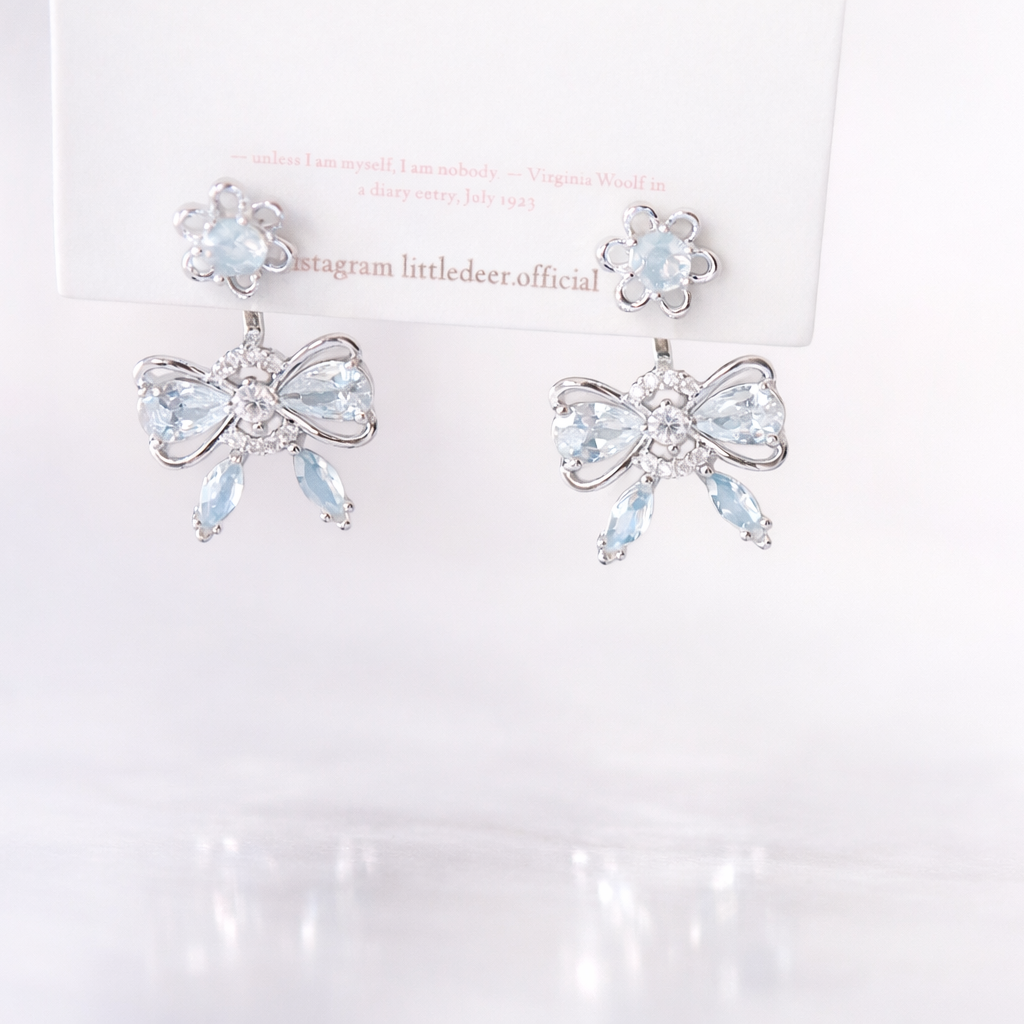 Promise Ribbon Crystal 2wayピアス/イヤリング